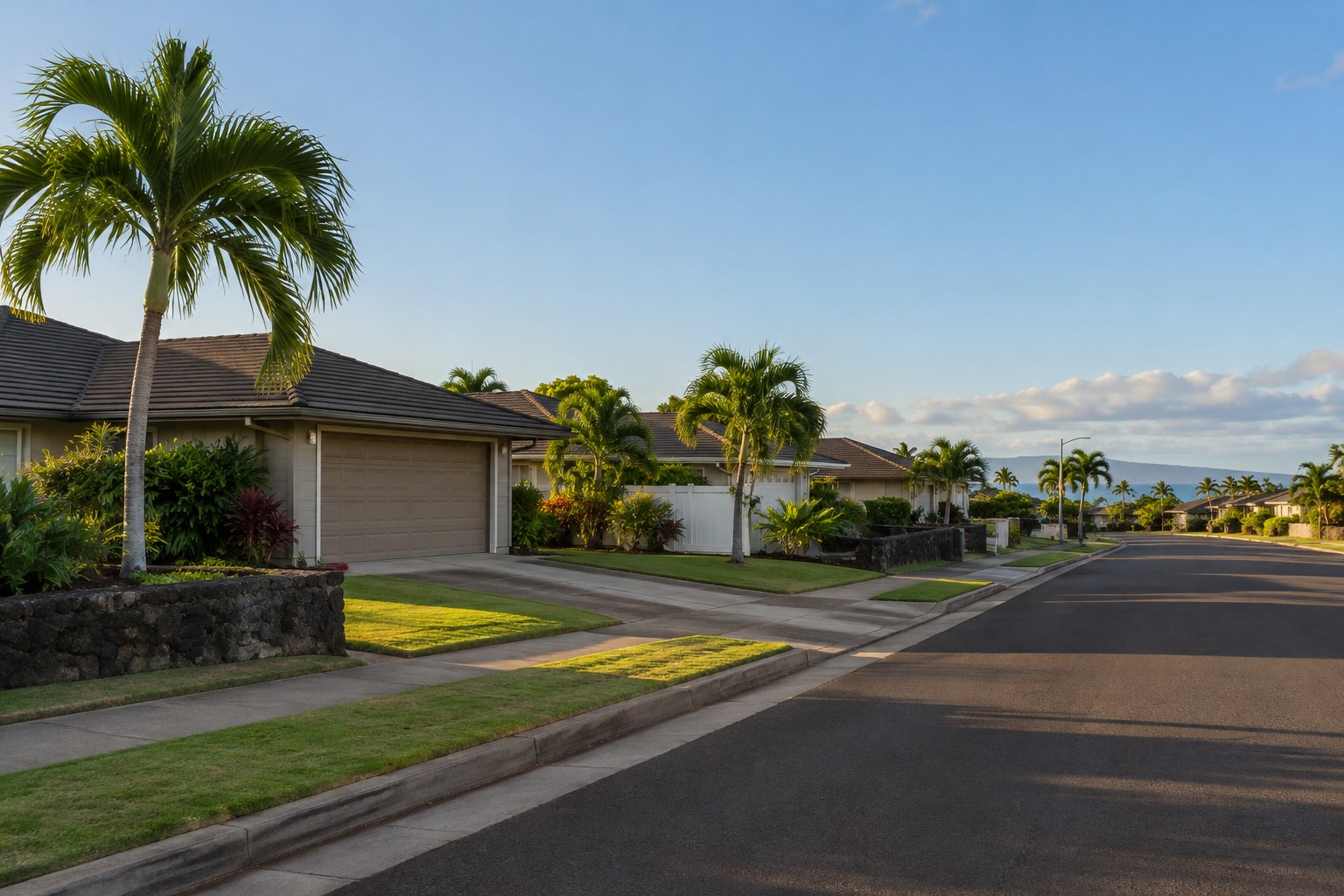 An Ewa Beach, Oahu residential street, illustrative